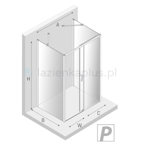 New Trendy Prime kabina prostokątna przyścienna prawa chrom 100x80x200