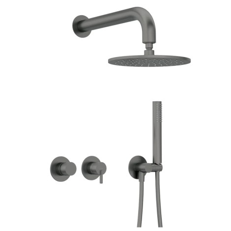 Deante Silia deszczownia zestaw podtynkowy z baterią poziomą titanium