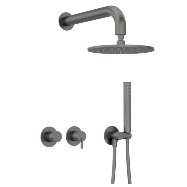 Deante Silia deszczownia zestaw podtynkowy z baterią poziomą titanium