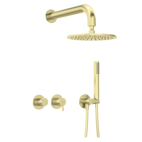 Deante Silia deszczownia zestaw podtynkowy z baterią poziomą złoto szczotkowane
