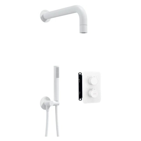 Deante Box zestaw podtynkowy natryskowy okrągły z boxem termostatycznym biały