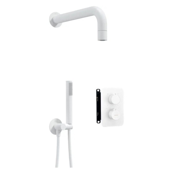 Deante Box zestaw podtynkowy natryskowy okrągły z boxem termostatycznym biały