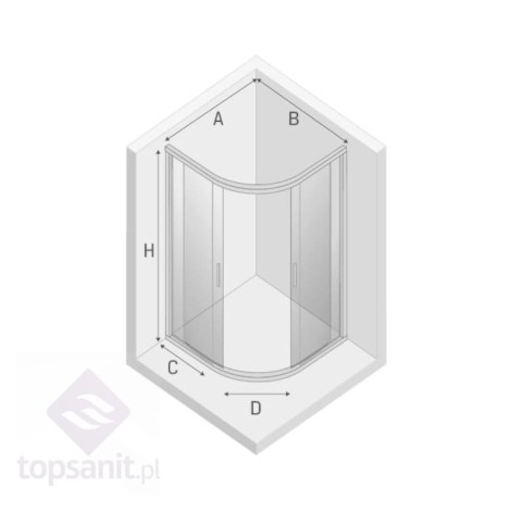 New Trendy New Varia kabina półokrągła black 90x90x190
