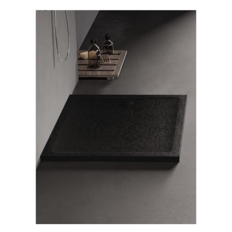 New Trendy Mild Stone Brodzik Akrylowy Prostokątny Czarny 90X80X4,5cm