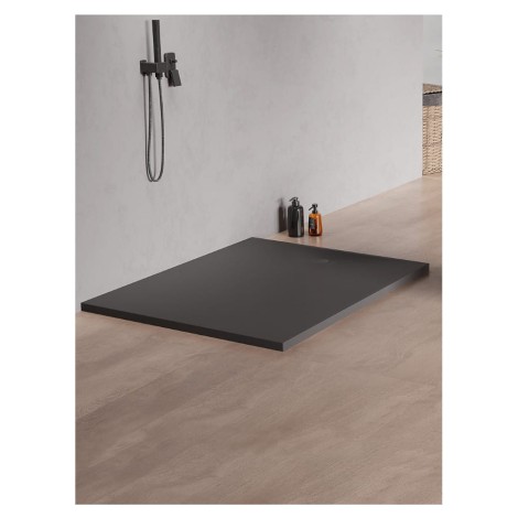New Trendy Brodzik Konglomeratowy Prostokątny Antracyt 100X90X3,5