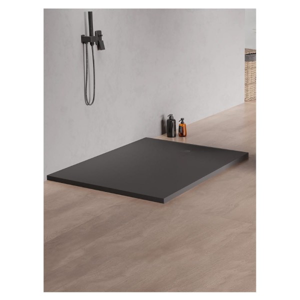 New Trendy Brodzik Konglomeratowy Prostokątny Antracyt 100X90X3,5