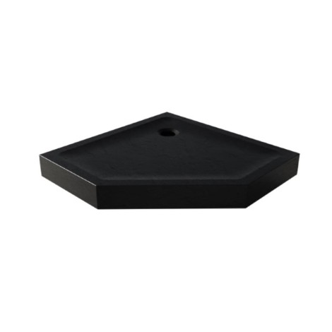 New Trendy Brodzik Pięciokątny Akrylowy Mild Stone Czarny 90X90X11,5cm