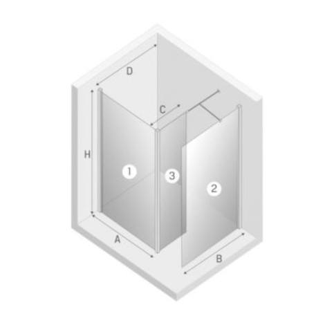New Trendy New Modus kabina walk-in 1000x2000 mm black