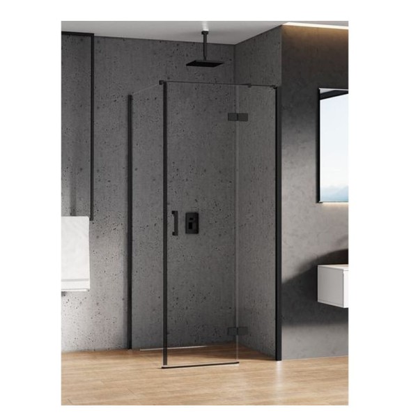 New Trendy Kabina Prostokątna New Renoma Black Prawa 80X90X195cm