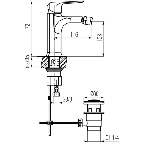 Valvex Aurora rose gold bateria bidetowa stojąca korek