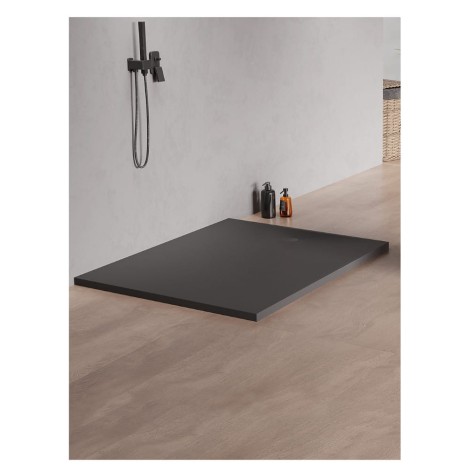 New Trendy Brodzik Konglomeratowy prostokatny antracyt 120x90x3cm