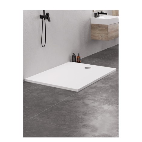 New Trendy Brodzik konglomeratowy Biały Nex 90X80X3,5cm