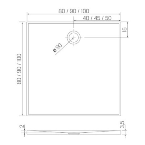 New Trendy Nex brodzik konglomeratowy Antracyt Struktura 90X90X3,5cm