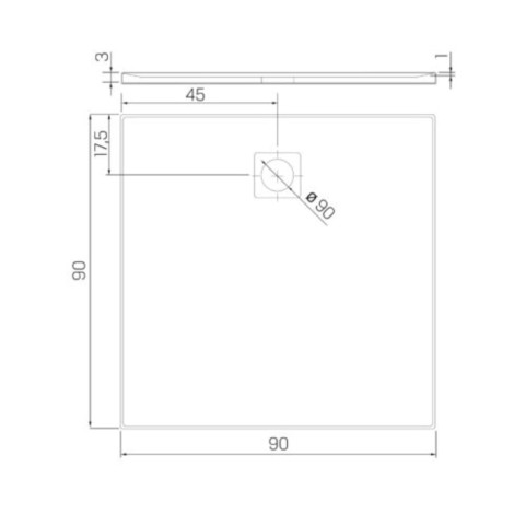 New Trendy  Mori Brodzik Konglomeratowy kwadratowy 90X90X3 cm