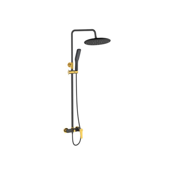 Kuchinox Alanis Kolumna natryskowa z bateria czarno-złoty  875-1320 mm
