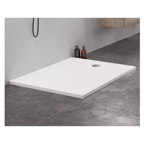 New Trendy Nex brodzik prostokątny konglomeratowy biały 120x100x3,5