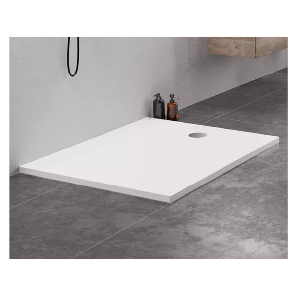 New Trendy Nex brodzik prostokątny konglomeratowy biały 120x100x3,5