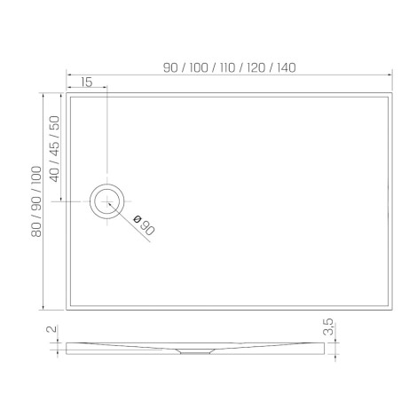 New Trendy Brodzik Nex Konglomeratowy 120X90X3,5cm