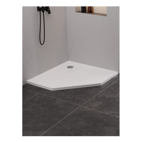 New Trendy NeX Brodzik konglomeratowy Biały Pięciokątny 80X80X3,5cm