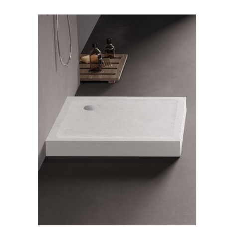 New Trendy Brodzik Mild Stone Akrylowy Biały Kwadratowy 1000X1000X11,5 cm