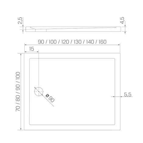 New Trendy  Brodzik Prostokatny Cantare Obudowa zintegrowana 120X100X4,5cm
