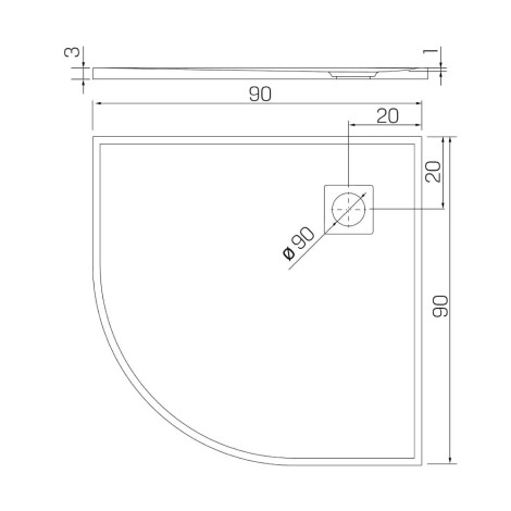 New Trendy Brodzik Mori Konglomeratowy półokrągły posadzkowy 90X90X3cm