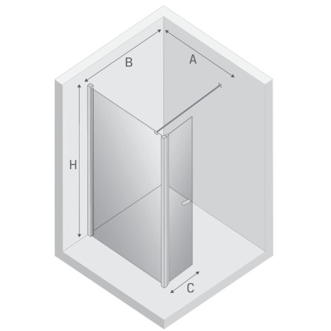New Trendy New Soleo kabina walk-in U 600x1950 mm gunmwtal brushed