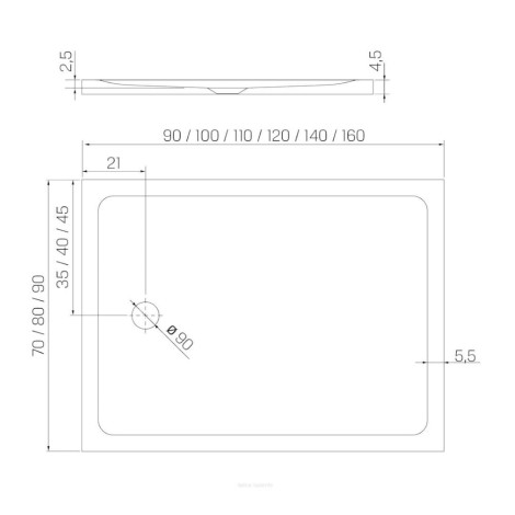 New Trendy Mild brodzik prostokątny akrylowy biały 100x80x4,5