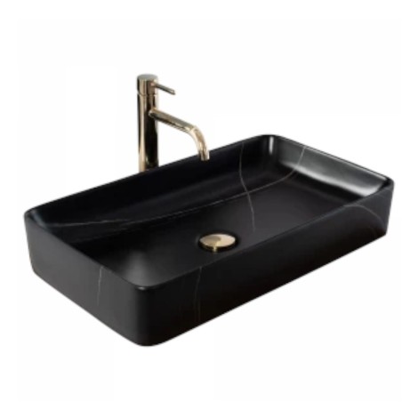 Rea Denis black stone matt umywalka nablatowa 61,5x35cm