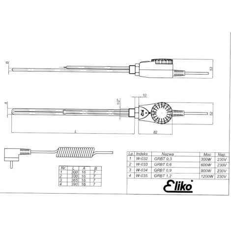 Eliko grzałka do grzejników łazienkowych w obudowie koloru białego 300W