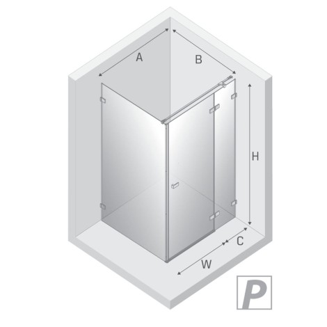 New Trendy Avexa kabina prostokątna 1000x1200x2000 mm gold brushed