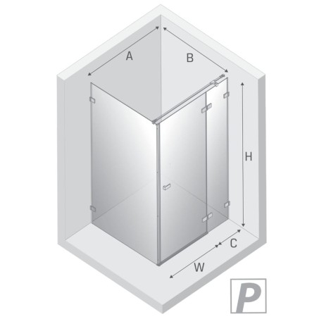 New Trendy Avexa kabina prostokątna 1100x900x2000 mm gold brushed