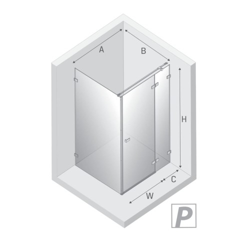 New Trendy Avexa kabina kwadratowa 800x800x2000 mm black