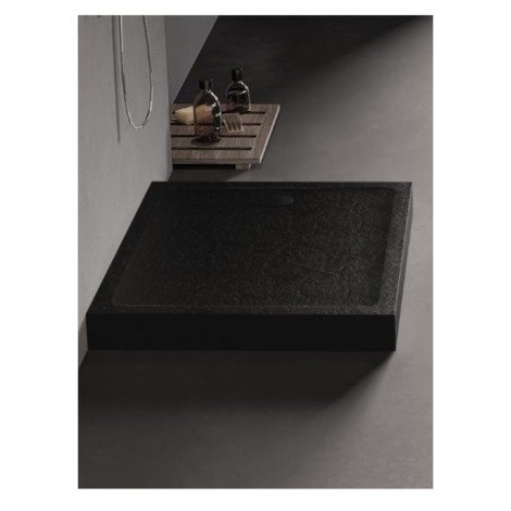 New Trendy Brodzik Mild Stone Prostokątny Czarny 100X90X11,5cm