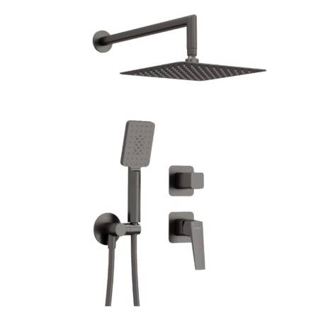 Deante Blur zestaw prysznicowy podtynkowy z głowicą natryskową titanium