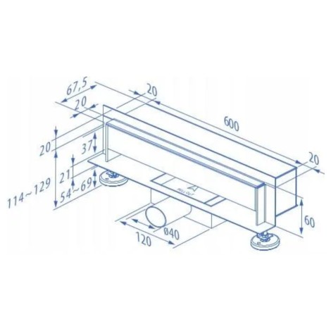 Estiva Odpływ liniowy just wall ścienny z rusztem dwustronnym 40 cm