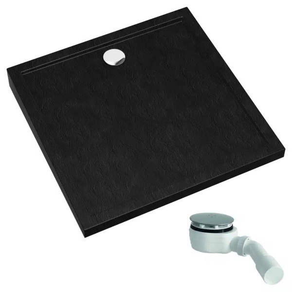 Schedpol Caspar New black stone brodzik kwadratowy 90x90cm