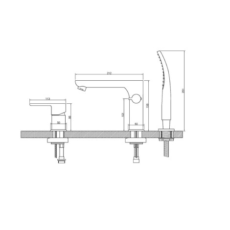 Invena Siros bateria wannowa 3-otworowa chrom