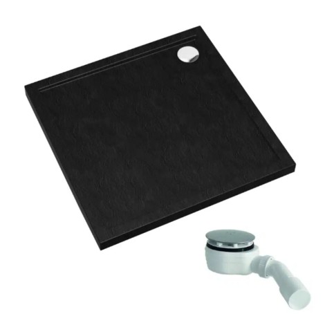 Schedpol Caspar New black stone brodzik kwadratowy 90x90cm