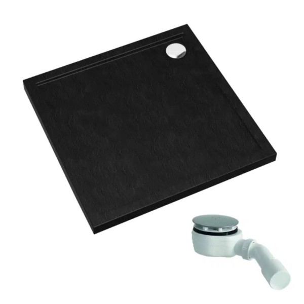 Schedpol Caspar New black stone brodzik kwadratowy 90x90cm