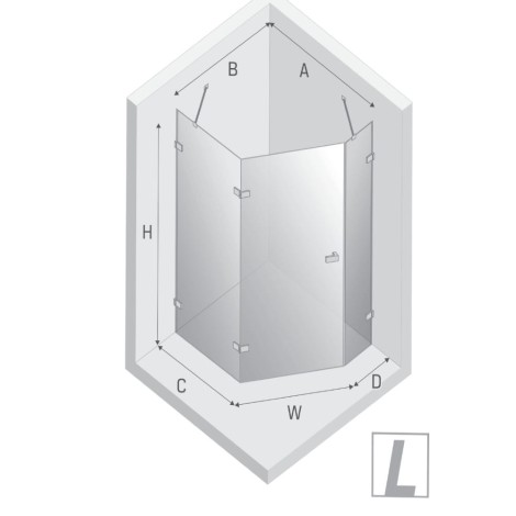 New Trendy Avexa kabina pięciokątna 1000x800x2000 mm gold brushed