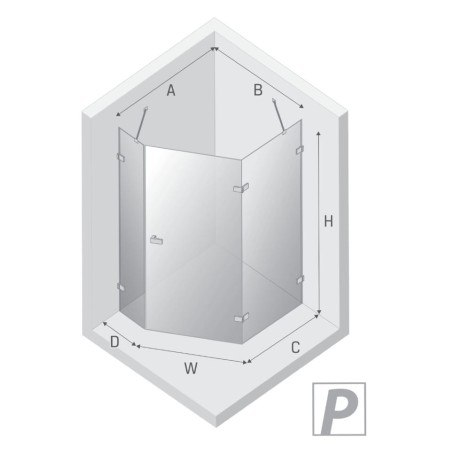 New Trendy Avexa kabina 5-kątna asymetryczna 1000x800x2000 mm gold brushed