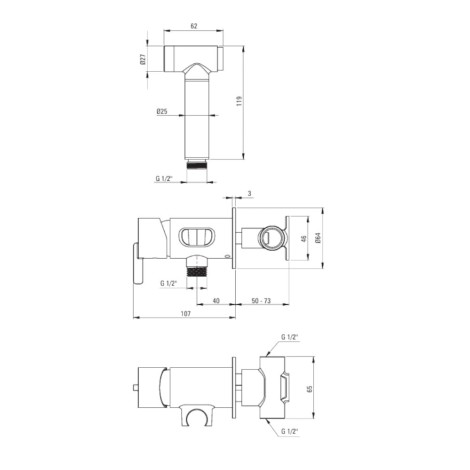 Deante Silia bateria bidetowa podtynkowa ze słuchawką brąz szczotkowany