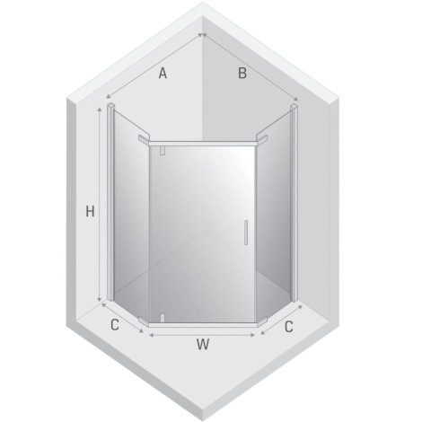 New Trendy New Komfort kabina pięciokątna U 800x800x1950 mm chrom