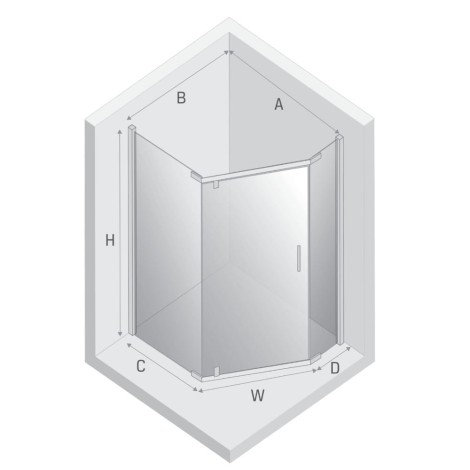 New Trendy New Komfort kabina pięciokątna U 1000x800x1950 mm chrom