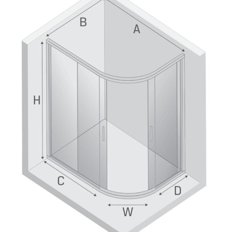 New Trendy New Maxima U kabina asymetryczna 1000x800x1950 mm chrom