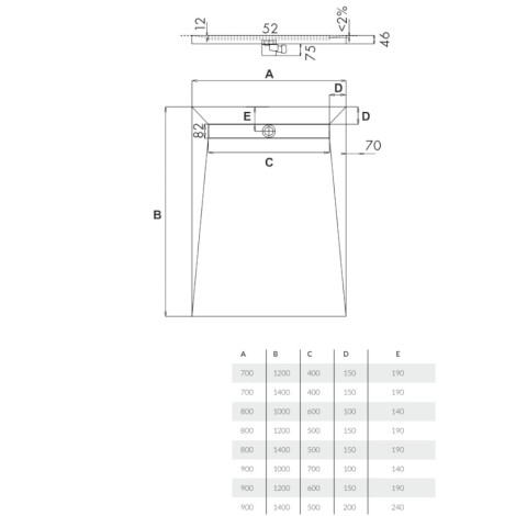 Schedpol Base(S4) brodzik prostokątny z maskownicą Steel 90x100cm-rysunek tech