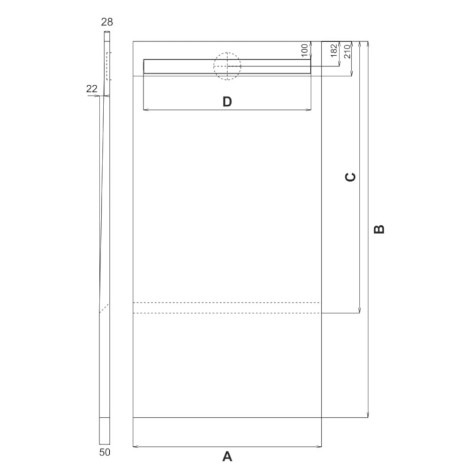 Schedpol Base brodzik prostokątny z maskownicą Steel 80x130cm-rysunek tech