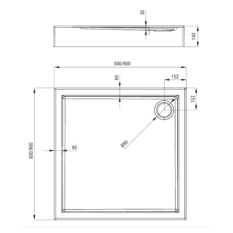Deante Jasmin brodzik akrylowy kwadratowy 80x80 cm