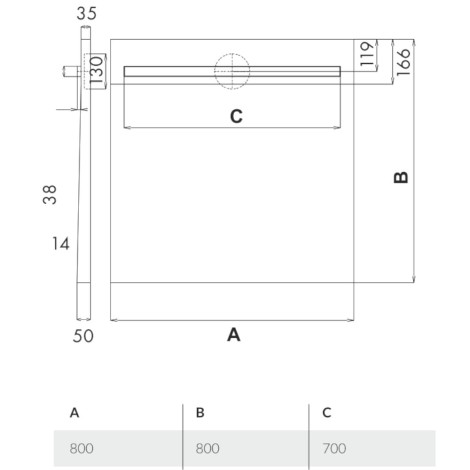Schedpol Slim Lux brodzik kwadratowy 90x90cm-rysunek tech